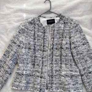 $898 LAFAYETTE 148 NOELLE TWEED ZIP UP JACKET